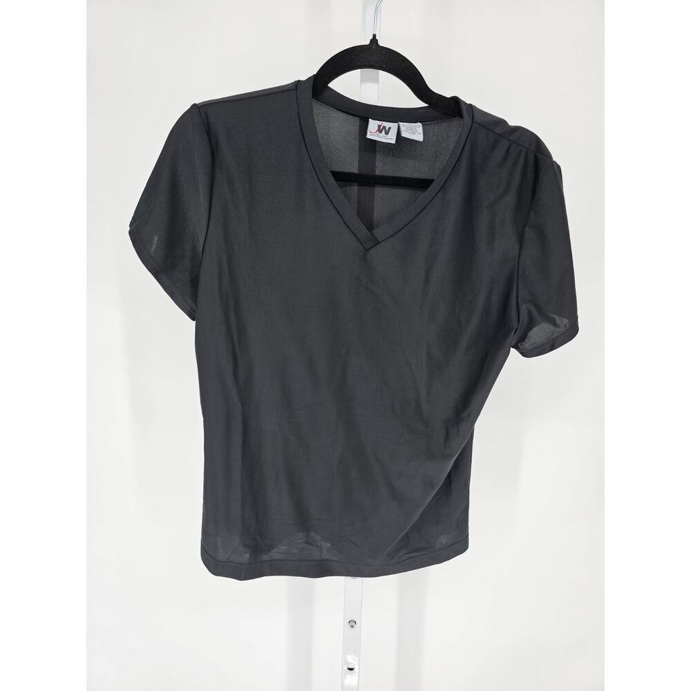 Junction West Womens Sz XL Short Sleeve V Neck T Shirt Solid Black